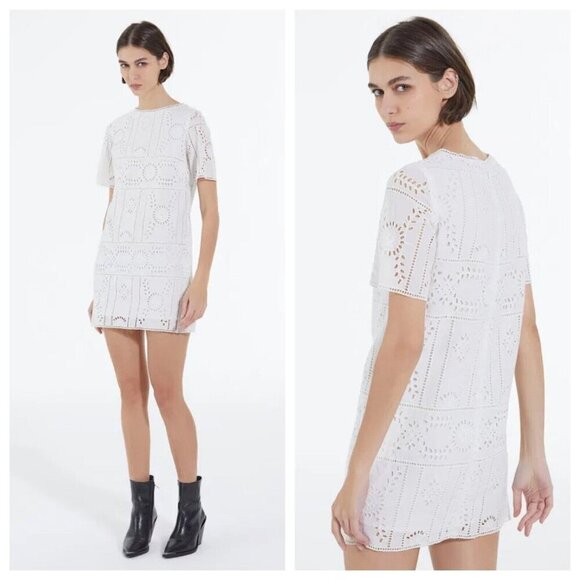 The Kooples White Embroidered Mini Shift Dress - S - NWT - Picture 1 of 8